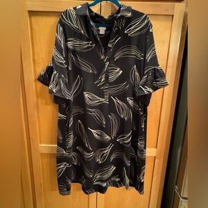 Chico’s A-line 3/4 black print dress size 3 (14-16)